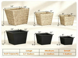 3-Piece Nested Rattan Planter Set, UV Resistant PP Wicker Plant Boxes with Removable Liner & 32949696