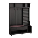 Multi-purpose Hallway Hall Tree with Removable Linen Cushioned Entryway Bench, Coat Rack, Storage W757P196822