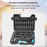 63pcs Combination Screwdriver Set with Straight Cross Plum Blossom Six Purpose Ratchet for Household 37116017