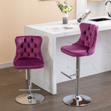 Swivel Velvet Barstools Adjusatble Seat Height from 25-33 Inch, Chrome base Bar Stools with Backs W1143137914