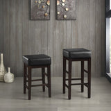 Transitional Black Faux Leather Seat 29-inch Pub Height Stools Set of 2, Espresso Finish Solid Wood B011P231743