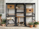 Outdoor Cat Enclosure Fir Wood Catio Outdoor Cat House Patio Cat Playpen with Sleeping Houses, N719P418377D