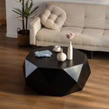 38"Three-dimensional Embossed Pattern Design American Retro Style Coffee Table,Black Tabletop W757134932