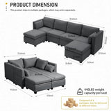 Modular Sectional Sofa with Storage, U Shaped Sectional Couch for Living Room, Convertible Sofa with 18210035