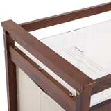Wooden Frame Removable Top Brown Painted Pine Children's Cot with 3 Fabric Drawers 1 Fabric Bag 46422703