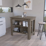 Kitchen Island Dozza, Three Shelves, Dark Brown Finish B092122908