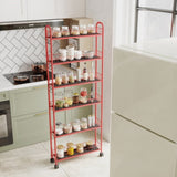 Red 6-Tier Rolling Cart Gap Kitchen Slim Slide Out Storage Tower Rack with Wheels,6 64616735