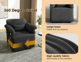 360 Degree Square Swivel Accent Sofa Chair,Fluffy Fabric Lounge Wide Upholstered Reading Chair with W2012P319073