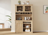 Farmhouse 35.4x17.7x74.8inch Freestanding Buffet with Hutch, Tall N717P327043N
