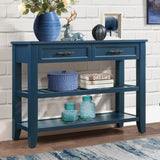 Console Sofa Table with 2 Storage Drawers and 2 Tiers Shelves, Mid-Century Style 42'' Solid Wood W120284580