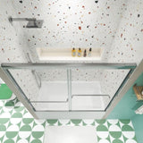 Bathtub Bypass shower door, sliding door, with 1/4" tempered glass and Chrome finish 56-60"x58" W2122131040