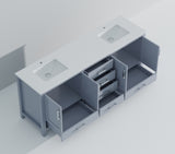 Dark Grey Double Bath Vanity 84 in. W x 22 in. D, with White Quartz Top B2731P258975