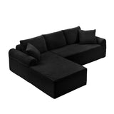 Full-Compression Chaise Lounge Set Modular Corduroy Sectional with Arched Armrests, Non-Slip Base, 92584899