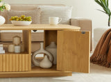 46.5"modern luxury oval coffee table with drawers and storage compartments, curved contour design, W1162P339120