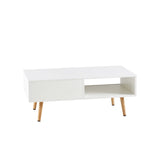 41.34" Rattan Coffee table, sliding door for storage, solid wood legs, Modern table for living room W1265107718