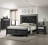 Luxury 1pc Glam 2-Drawer Nightstand End Table Black Finish Shimmering Accents Bedroom Solid Wood B011P234281