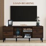 Mid Century TV Stand 2 Cabinets, Media Console Table for TVs up to 70'', Entertainment Center N710P190046Q