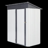 ZNTS XWT016 Garden Metal Storage Lifter Shed Gray White 5x3x6ft outdoor storing tools Rainproof Hinge W1711P154710