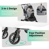 ZNTS Pet Stroller 3 in 1, Folding Lightweight Dog Stroller with Detachable Carrier & Storage Basket, 4 99473403