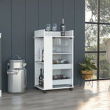 Baltimore Bar Cart with Casters, Glass Door and 2-Side Shelf B200P188861