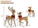 3-Piece Lighted Christmas Reindeer Family Outdoor Decorations, Weather Proof Rattan Deer Family 90191164