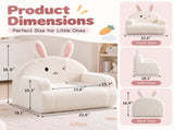 Kids Armchair Toddler Reading Sofa, Full Compression, Teddy Velvet Cute White Rabbit Shape Kids Sofa 66631324