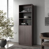 FM FURNITURE Beyerville Bookcase with Open Storage and 2 Doors, Stained Walnut B128P301396