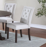 Modern Bone White Fabric 2pc Side Chairs Tufted Back Upholstered Back Rustic Espresso Wooden Legs B011P203552