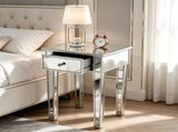 () 1-Drawer MDF Bedside Table with Mirrored Finish 15.75*15.75*24in Silver 52223390