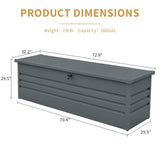 ZNTS 260 Gallon Metal Outdoor Deck Box Waterproof, Extra Large Patio Storage Box with Lockable Storage W2556P211281