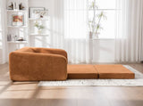 71" 2-in-1 Pull Out Foldable Loveseat Sofa Bed with Armrest & Backrest Pillows, Convertible Chenille W3118P388900