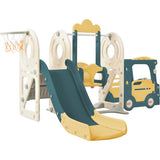 ZNTS Kids Swing-N-Slide with Bus Play Structure, Freestanding Bus Toy with&Swing for Toddlers, Bus PP299290AAL