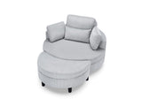 51-inch gray corduroy sofa with two throw pillows and a waist pillow with an extra tray for W1658P143717