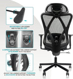 ZNTS Mesh Office Chair,Ergonomic Office Chairs with Wheels,Adjustable Lumbar T3060P270150