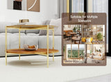 Luxurious Round Coffee Table with-Tinted Tempered Glass Top Walnut Wood Storage Shelf, Sturdy W1935P457159
