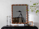 Mid-Century Modern Mirror with Solid Wood Frame,Wall-Mounted High-Definition Non-deformable Bedroom W3158P297411