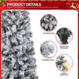 6 FT Snow Flocked Hinged Tree, Artificial Pencil Tree, Unlit Artificial 08941158