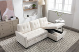 77 Inch Reversible Sectional Storage Sleeper Sofa Bed L-Shape 2 Seat Sectional Chaise With Storage W1203P146254