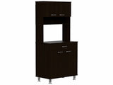 Santa Maria 1-Drawer 1-Shelf Area Pantry with Adjustable Metal Legs Black Wengue B06280023