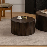 Vintage Fashion Style Cylindrical Nesting Coffee Table Set with Vertical Textured Embossed Design W757P195739