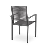 Outdoor Modern Aluminum Dining Chair with Rope Seat , Gray and Dark Gray 70660.00DGRY