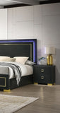 Gorgeous Black 1pc Nightstand Square Pull Handle Metal Legs Bedside Table Bedroom Furniture B011P326195