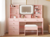 LED Tri-Color Lighting Dressing Table Set Particleboard Textured Melamine Finish Dressing Table 46574011