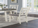 Dining Room Furniture Set of 2 Chairs Gray Fabric Cushion Seat White Clean Lines Side Chairs B01163917