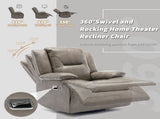 2 Seater Home Theater Recliner Manual Recliner Chair with a LED Light Strip Two Cup Holders and a WF323622AAE
