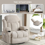 Swinging recliner massage heated sofa, with USB and 2 cup holders in side pockets, W1521P303168