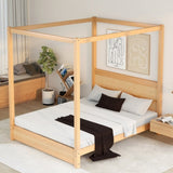 ZNTS Queen Size Canopy Platform Bed with Headboard and Support Legs,Natural WF293230AAM