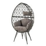 Light Grey and Black Patio Chair with Upholstered Cushion B062P182691