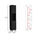 Hobart Pantry, Four Legs, Three Interior Shelves, Two Shelves, Two Cabinets -Black B07091870
