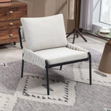 Modern Accent Lounge Chair with Braided Upholstery and Metal Frame, Comfortable Armchair for Living W2215P252349